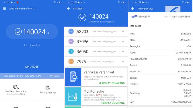 AnTuTu Benchmark Galaxy A50 (Liputan6.com/ Agustin Setyo W)