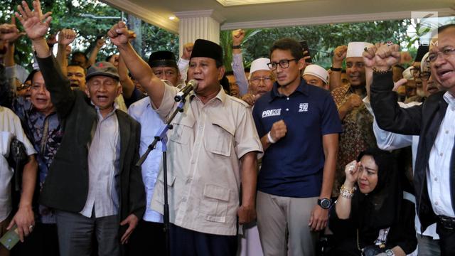 Didampingi Sandiaga, Prabowo Kembali Deklarasi Menang Pilpres