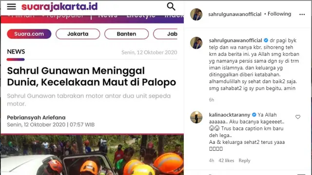 Sahrul Gunawan Dikabarkan Meninggal Dunia