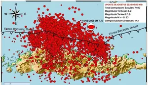 7.492 Gempa Susulan Guncang Flores