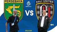 Duel pelatih Persebaya Surabaya versus Bali United. (Bola.com/Rizki Hidayat)