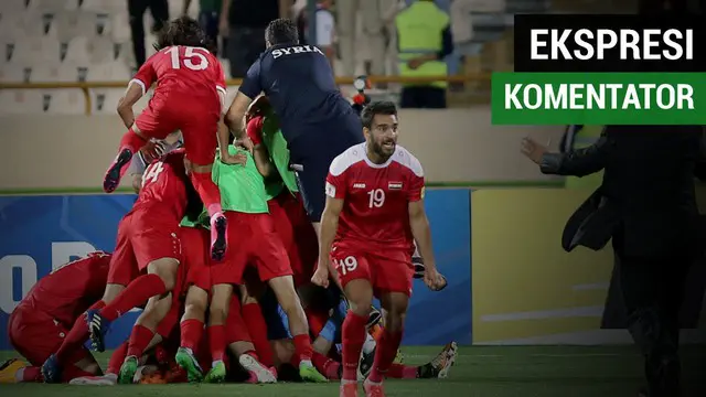 Komentator salah satu televisi di Timur Tengah histeris dengan gol bersejarah Suriah ke gawang Iran.