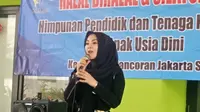 Ade Fitrie Kirana saat Halal Bihalal bersama Himpunan Pendidik dan Tenaga Kependidikan Anak Usia Dini Indonesia (Himpaudi) dan Para Pendidik PAUD se-Jakarta Selatan. (Istimewa)