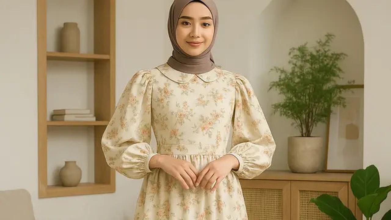 7 Model Gamis Motif Bunga yang Memikat Hati, Tampilan Gaya Feminin Tapi Stylish