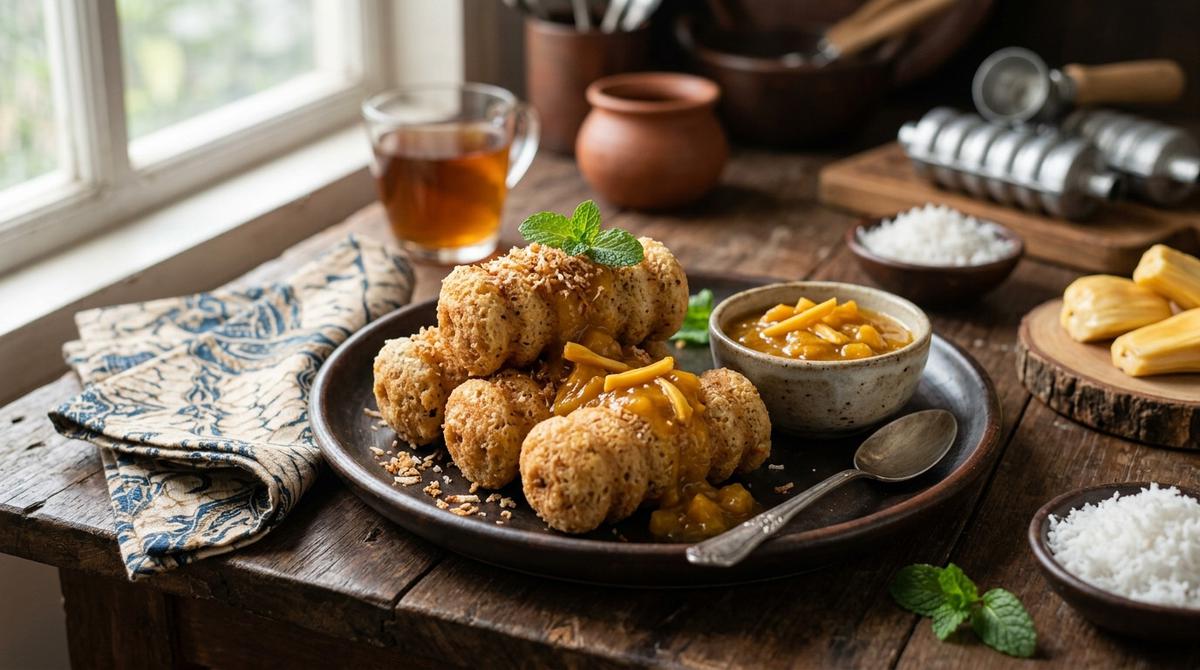 Resep Kue Rangi Kelapa dengan Saus Nangka (AI Generated)