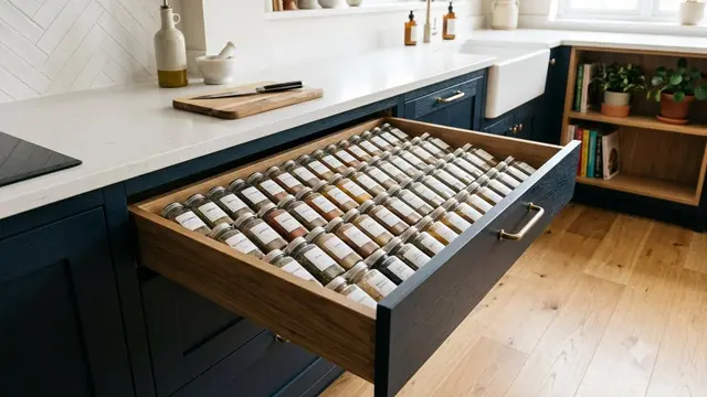 Model Dapur dengan Rak Bumbu Tersembunyi