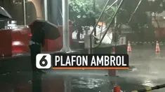Hujan deras disertai angin kencang  mengguyur wilayah DKI Jakarta, Senin (21/9/2020) petang. Akibatnya, atap pelataran Gedung Merah Putih Komisi Pemberantasan Korupsi (KPK), Kuningan, Jakarta Selatan ambrol.
