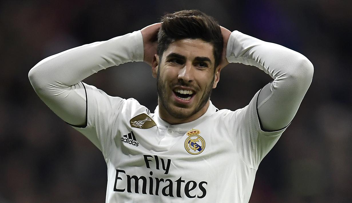 5. Marco Asensio - Pemain Real Madrid ini pernah gagal bermain di pekan pertama Liga Champions pada musim 2017-2018 akibat cedera. Asensio harus absen akibat infeksi pori-pori setelah mencukur bulu kakinya. (AFP/Oscar Del Pozo)