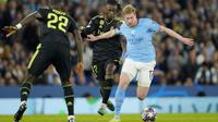 Pemain asal Belgia itu menjadi sutradara dari serangan-serangan yang dilancarkan City ke pertahanan Real Madrid. Kevin De Bruyne berperan langsung terhadap dua dari empat gol City ke gawang Madrid. (AP Photo/Jon Super)