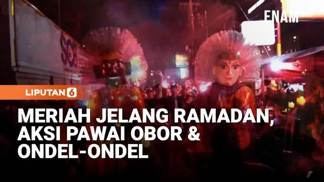 Meriah! Ondel-ondel dan Kembang Api Ramaikan Pawai Obor Jelang Ramadan