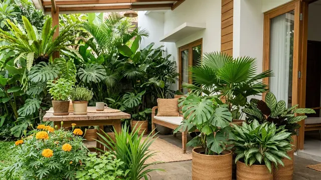 Ide Teras Rumah Minimalis dengan Tanaman Herbal di Pot