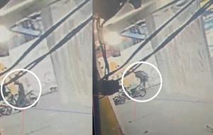 Tangkapan layar rekaman kamera CCTV detik-detik Brigpol Arya Supena tewas ditembak saat duel lawan pencuri motor di Lampung. (Liputan6.com/Ardi Munthe)