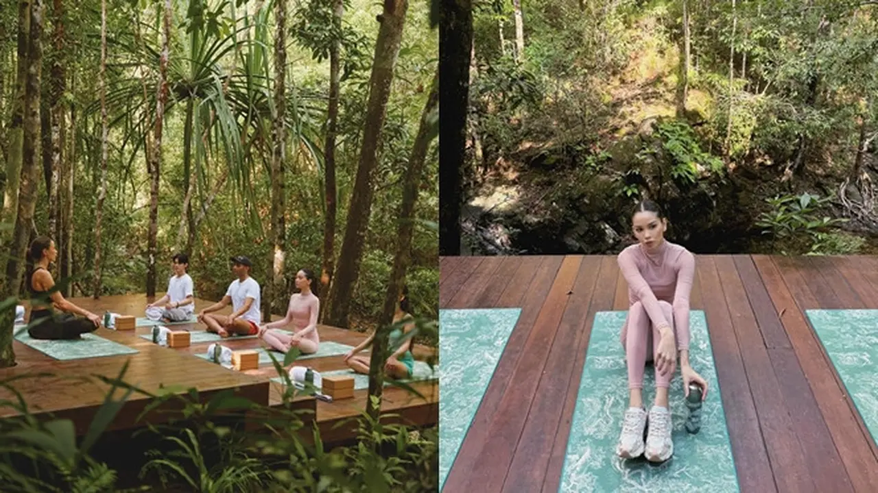 7 Potret Alyssa Daguise Jalani Olahraga Pilates di Tengah Alam Ini Seru Banget
