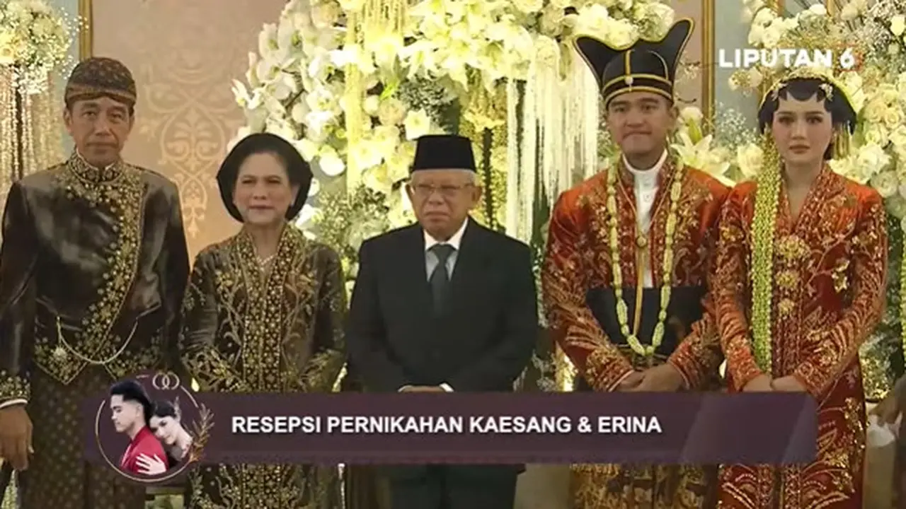 Wapres Ma'ruf Amin menghadiri resepsi pernikahan putra bungsu Presiden Jokowi,.