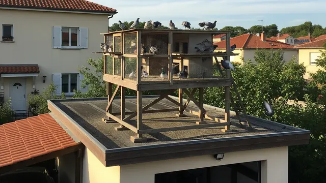 Desain Halaman Rumah Ada Kandang Burung Dara (AI)