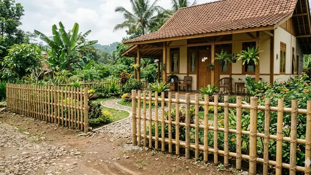 Ide Pagar Bambu Minimalis untuk Rumah Pedesaan (Foto: Gemini AI)