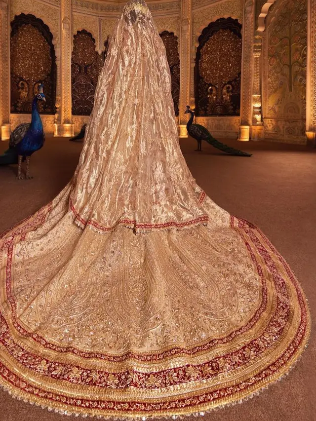 Penampilan Radhika Merchant di Hari Pertama Pernikahanya Bersama Anant Ambani. [@luismonteirophotography]