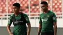 Pemain Timnas Indonesia, Febri Hariyadi dan Ferdinand Sinaga, saat latihan jelang laga kualifikasi Piala Dunia 2022 di SUGBK, Jakarta, Minggu (8/9). Indonesia akan berhadapan dengan Thailand. (Bola.com/M Iqbal Ichsan)