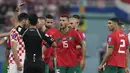 Sampai peluit panjang dibunyikan tidak ada lagi tambahan gol bagi kedua tim. Kemenangan 2-1 atas Maroko membuat Kroasia berhasil merebut posisi ketiga di Piala Dunia 2022. (AP Photo/Thanassis Stavrakis)
