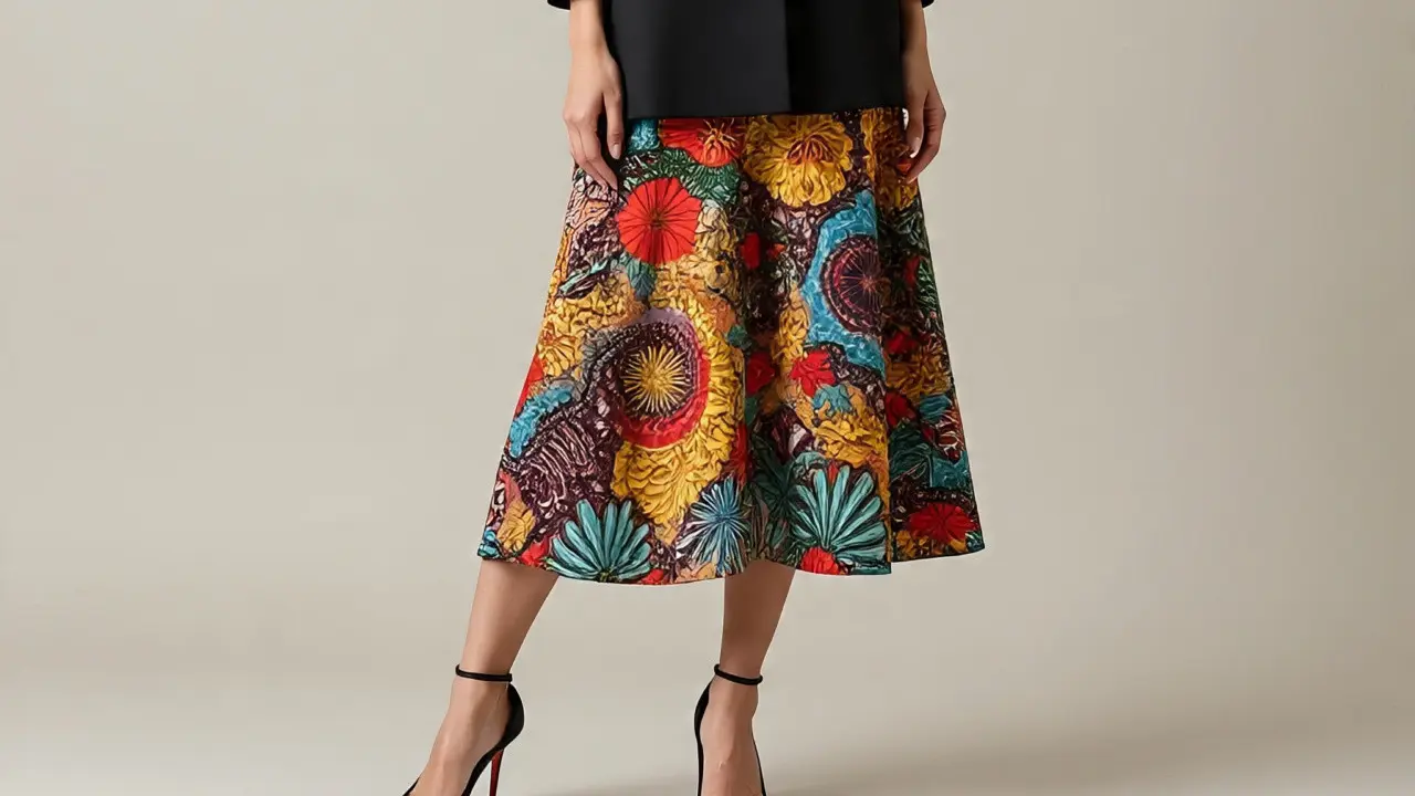 Ilustrasi Rok Batik A-Line (Sumber Gambar: Meta AI)