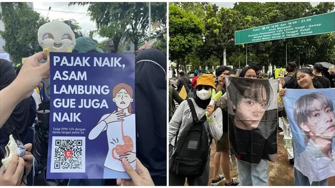 6 Potret K-Popers Demo Tolak Kenaikan PPN 12 Persen, Semua Fandom Bersatu