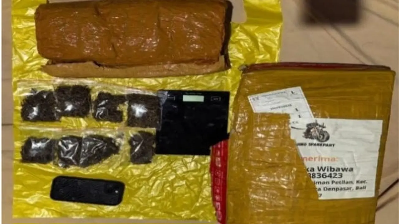 Barang bukti 6 kilogram ganja yang merupakan bagian dari jaringan Medan-Bali diamankan Polda Lampung. (Dok. Istimewa).