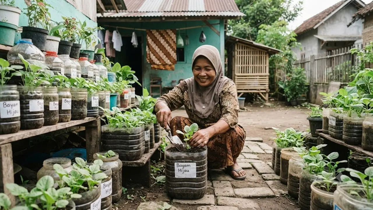menanam bayam di toples plastik