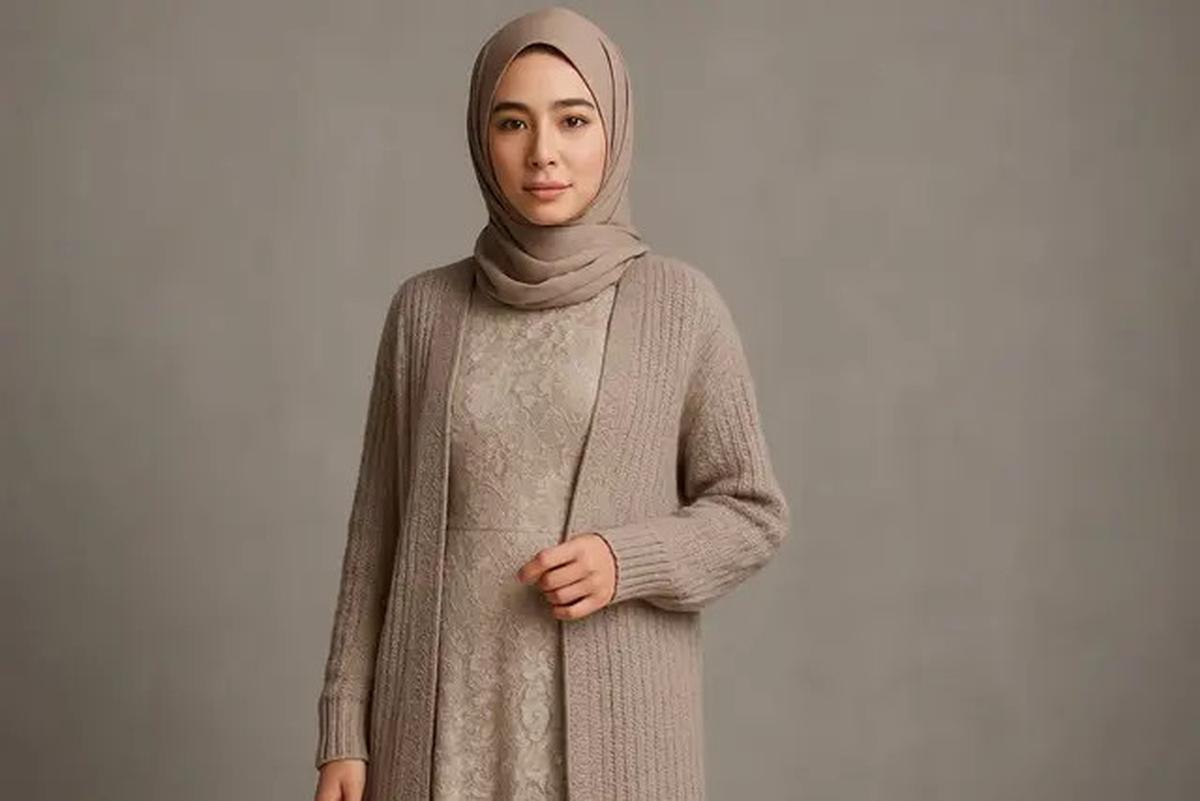 Masih Bingung Pilih Gamis atau Dress Brokat? Kombinasi Outer Bisa Jadi Jalan Tengahnya