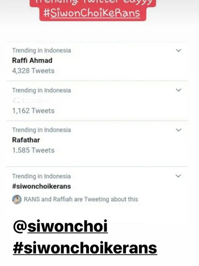 Unggahan Raffi Ahmad soal Choi Siwon (Instagram/ raffinagita1717)