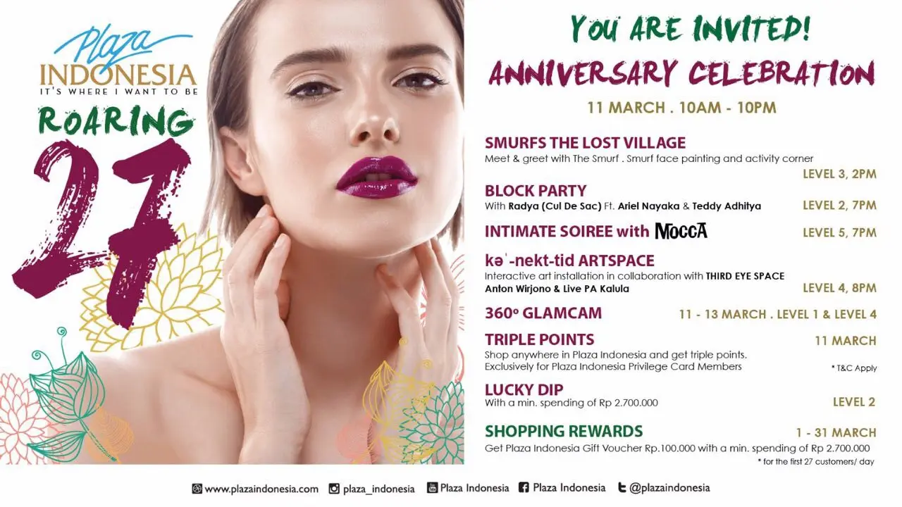 Ulang Tahun ke 27, Plaza Indonesia Menginspirasi Lewat 4 Acara