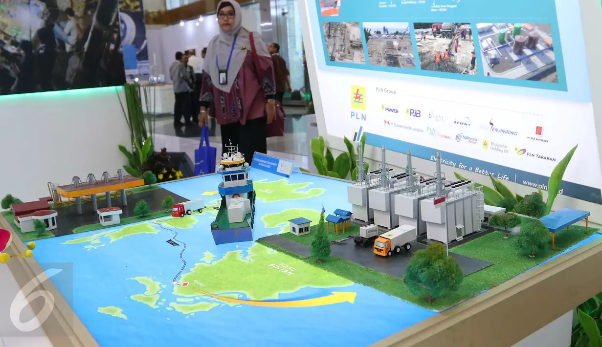 Salah satu maket yang dipajang ketika pameran Hari Listrik Nasional (HLN) di JCC, Senayan, Jakarta, Rabu (28/9). Pameran itu dalam rangka Hari Kelistrikan Nasional ke-71 yang jatuh setiap 27 Oktober. (Liputan6.com/Angga Yuniar)