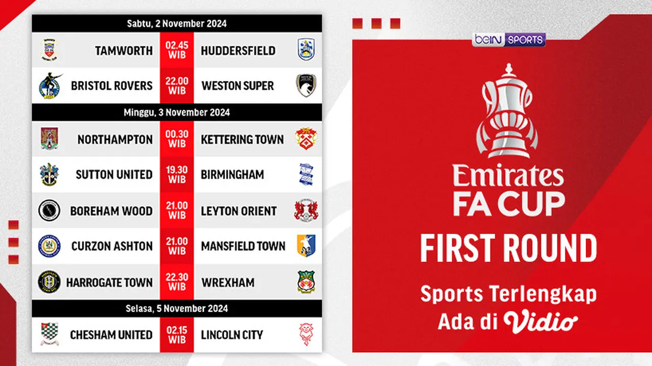 Jadwal FA Cup 2024/2025: First Round
