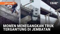 Momen Penyelamatan Pengemudi Truk yang Tergantung di Jembatan AS