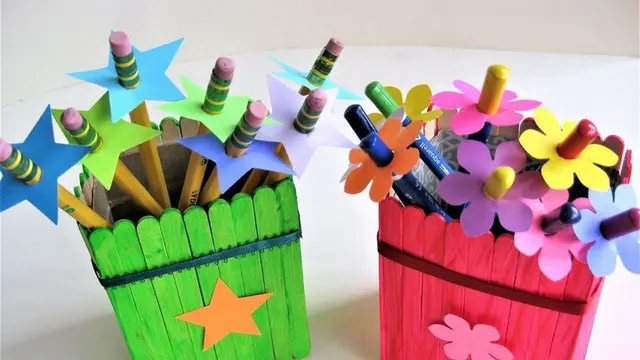 tempat pensil dari stik es krim lucu