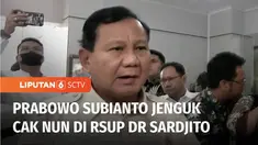 Menteri Pertahanan, Prabowo Subianto membesuk budayawan, Emha Ainun Nadjib atau Cak Nun yang masih dirawat di RSUP Dr Sardjito, Sleman, Yogyakarta. Saat membesuk Cak Nun, Prabowo berharap agar Cak Nun segera sembuh.