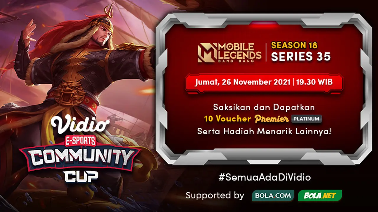 Jadwal dan Live Streaming Vidio Community Cup Season 18 Mobile Legends Series 35, Jumat 26 November 2021