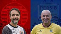 Ilustrasi duel pelatih Persija Jakarta vs Persib Bandung, Mauricio Souza versus Bojan Hodak. (Bola.com/Gemini AI/Ario Yosia)