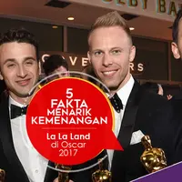 Berikut ini 5 fakta menarik mengenai kemenangan film La La Land di ajang bergengsi, Oscar 2017. (Foto: AFP/Bintang.com, Desain: Nurman Abdul Hakim/Bintang.com)