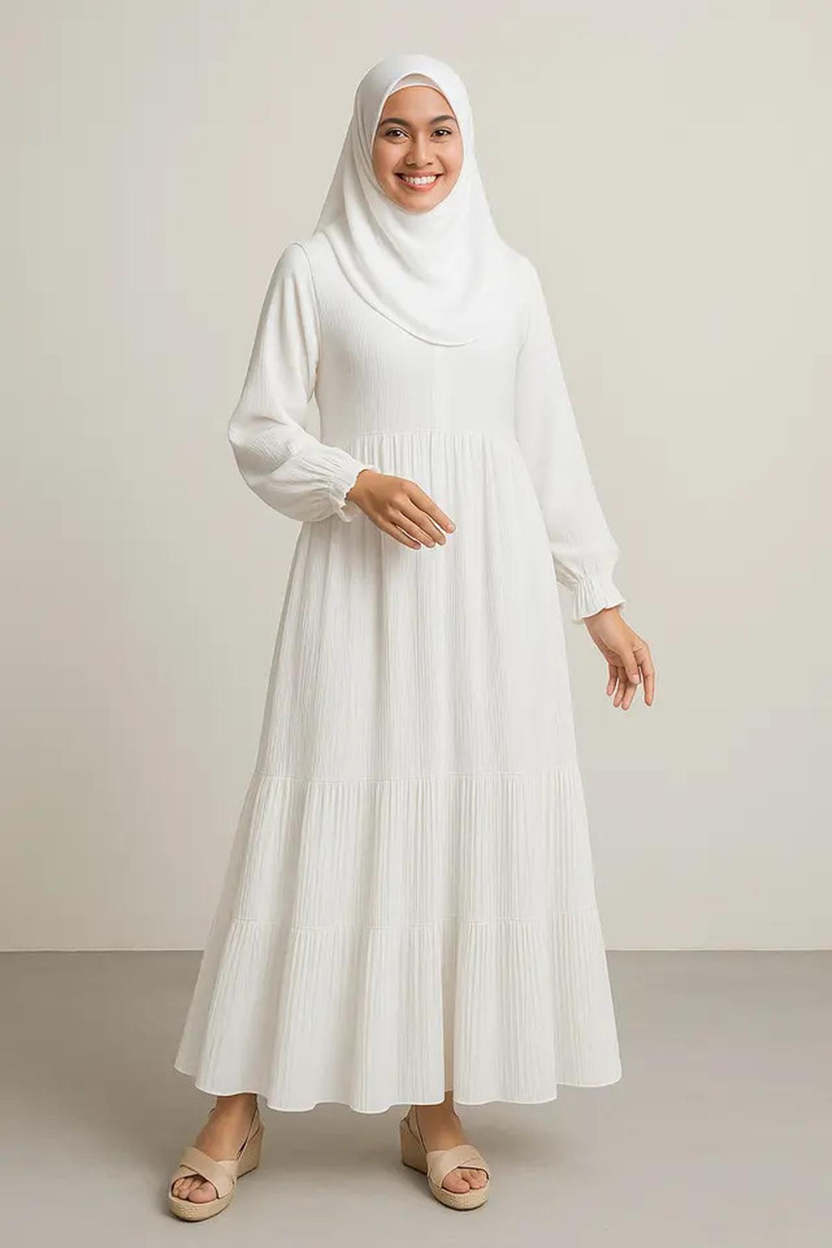 10 Inspirasi Gamis Syar'i Putih Mewah 2025, Ini Model yang Kekinian dan Stylish