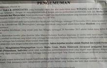 Kuasa hukum Lamborghini maut bantah pasang iklan mengancam di media