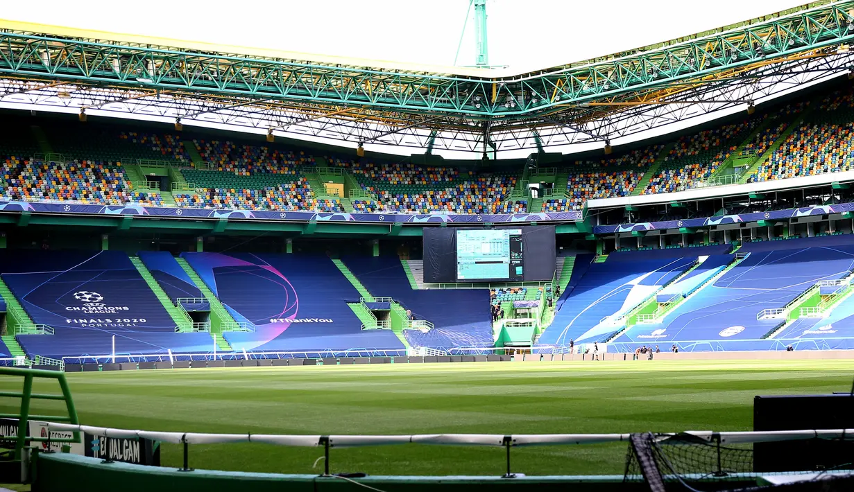 Foto yang diabadikan pada 10 Agustus 2020 ini memperlihatkan pemandangan Stadion Luz di Lisbon, Portugal, dua hari jelang pertandingan perempat final Liga Champions UEFA. (Xinhua/Pedro Fiuza)