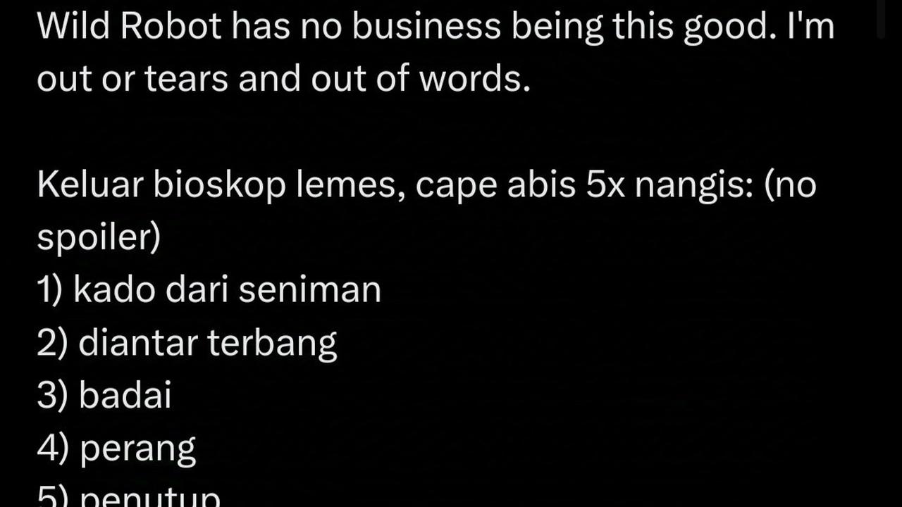 Ernest Prakasa Nangis 5 Kali Nonton 'THE WILD ROBOT' - Film Animasi yang Bikin Haru!