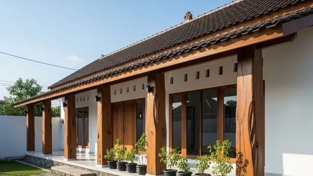 Model Rumah Minimalis Sederhana dengan Teras Memanjang Khas Rumah Desa (AI)