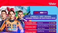 Siaran Langsung F1 GP Sao Paulo 2025, Tayang Eksklusif di Vidio
