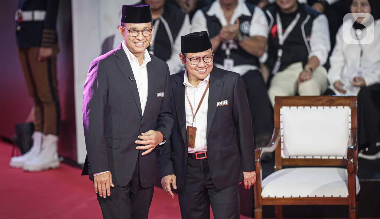 Debat perdana calon presiden 2024 mengusung tema Hukum, Hak Asasi Manusia (HAM), Pemberantasan Korupsi, dan Penguatan Demokrasi. (Liputan6.com/Faizal Fanani)