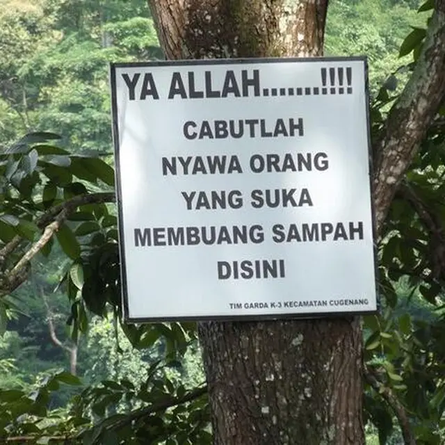 larangan buang sampah unik