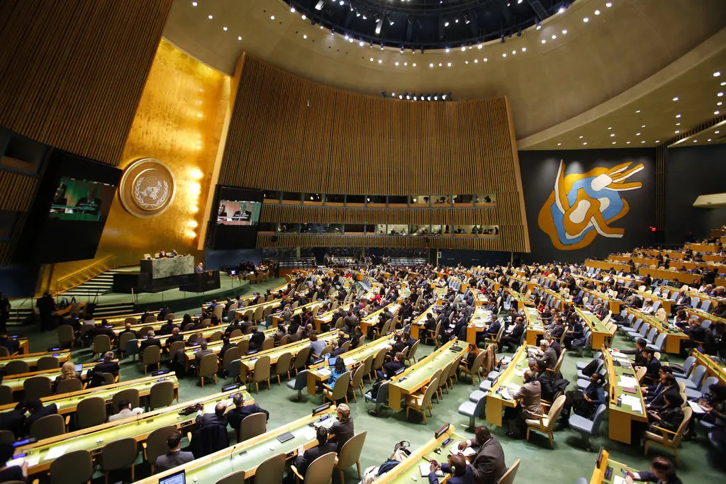 Sidang darurat Majelis Umum PBB di New York (21/12/2017). (AP Photo/Mark Lennihan)