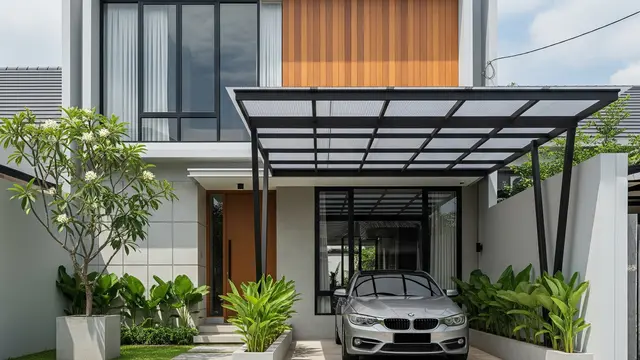 Gambar Rumah Minimalis Ada Garasi Mobil (Foto: Gemini AI)