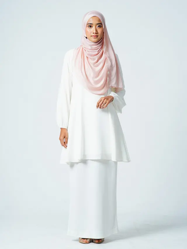 Dress Panjang Elegan Kombinasi Pashmina Muslimah