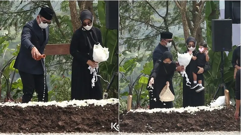 6 Momen Ridwan Kamil dan Atalia Praratya Tabur Bunga di Pusara Eril, Penuh Haru